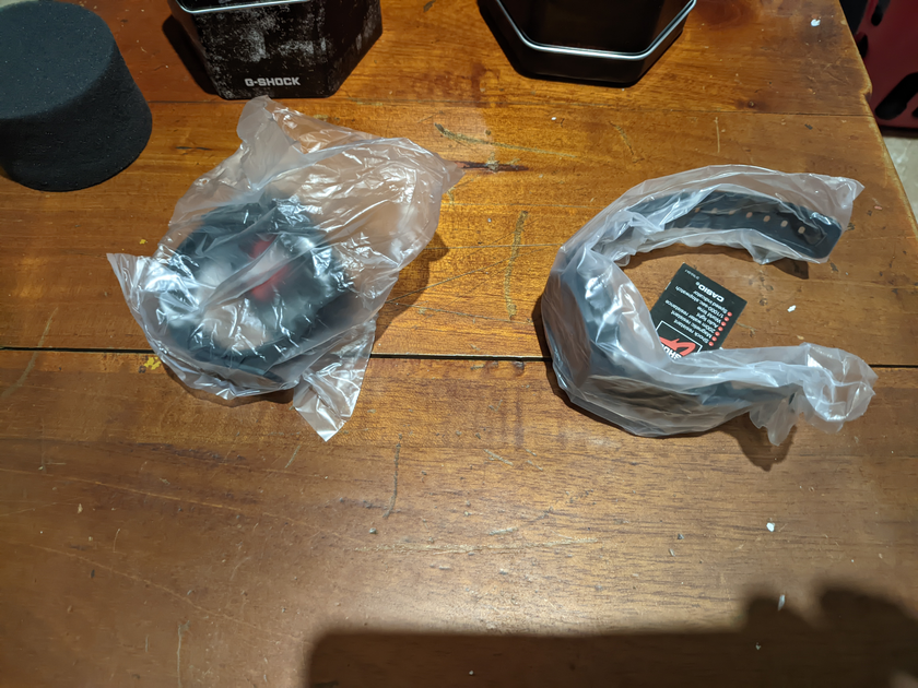 Both watches are protected by plastic bags 